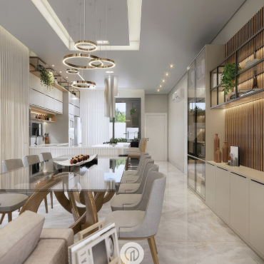 living room with table chairs