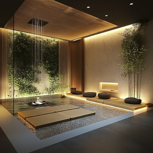 modern outdoor spa with hot tub